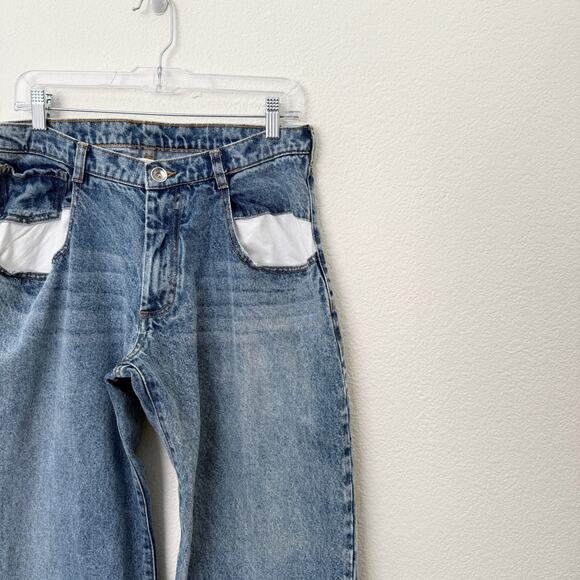 [Maison Martin Margiela] Exposed Contrast Dropped Pocket Straight Leg Jeans 40 - Picture 8 of 11